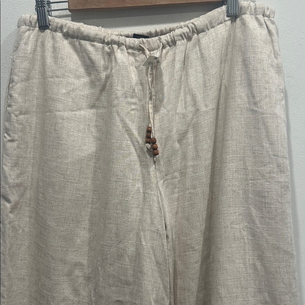 House of Harlow 1960 wide leg Pants Linen Tropical Size M red beige pockets - Picture 2 of 10